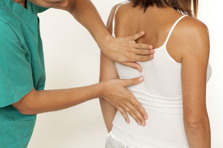 Examine the back for pain under the left shoulder blade